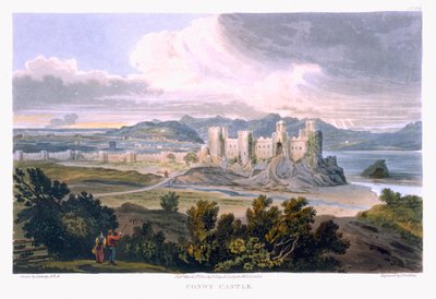 Castello di Conwy, 1820 (incisione a colori) da T. Gandy